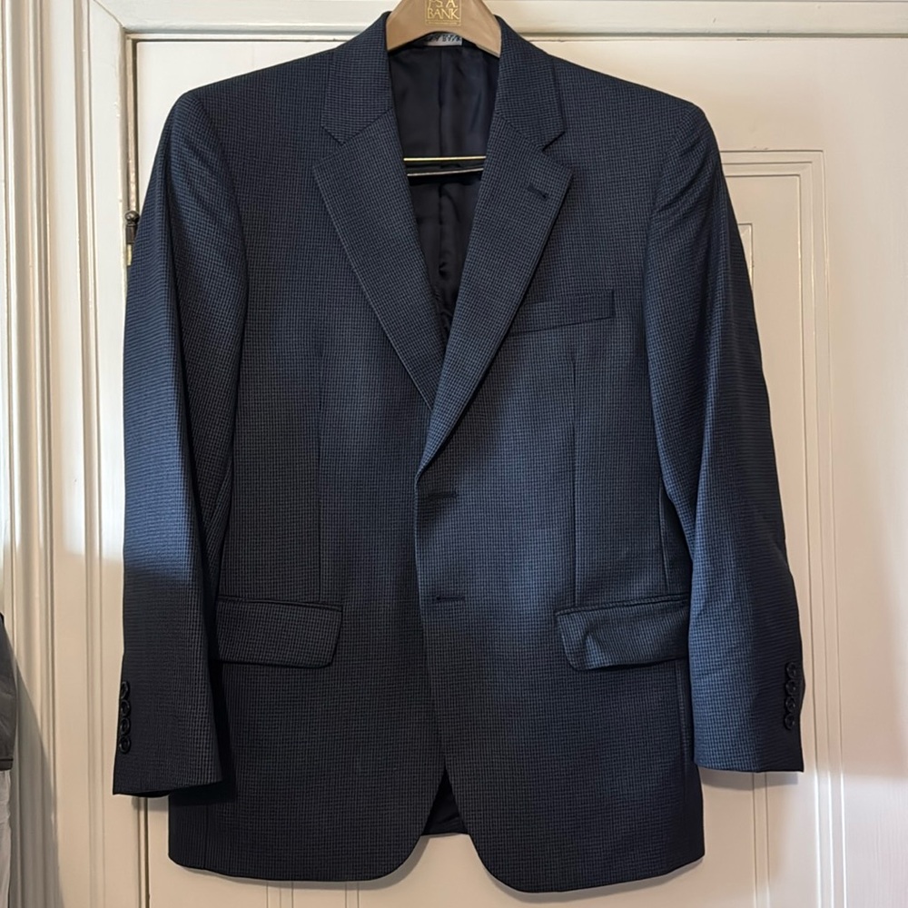Jos A Bank suit jacket blue checked 40 Short